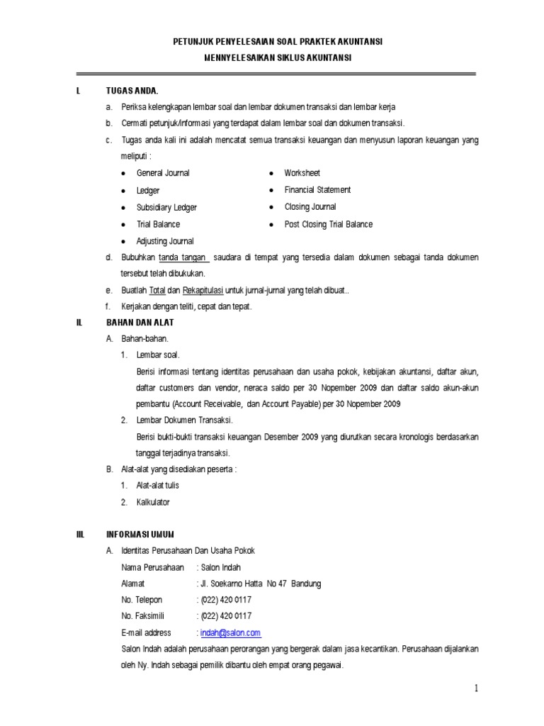Latihan Soal Bukti Transaksi Perusahaan 2