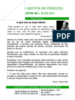 Pastoral: O Que Faz Suas Mãos?