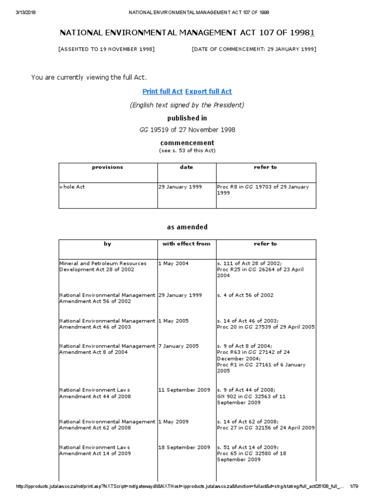 National Environmental Management Act 107 of 1998 PDF PDF