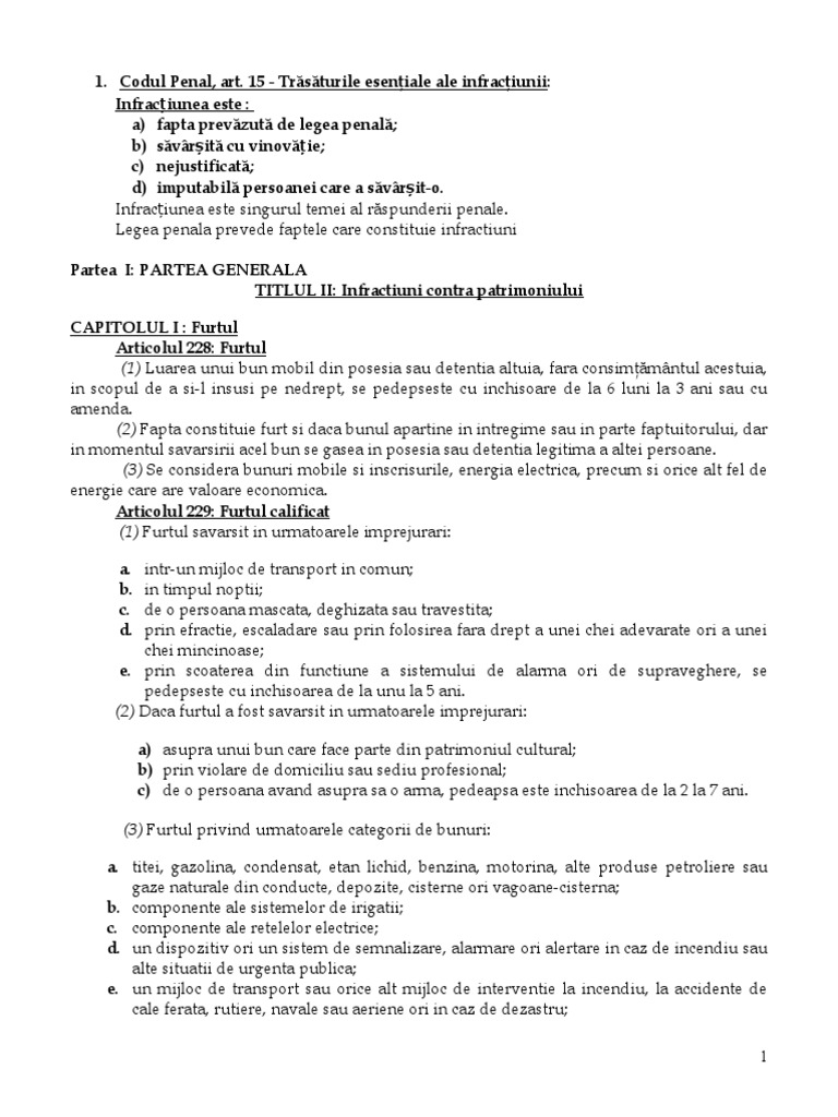 Infractiuni Din Codul Penal | PDF