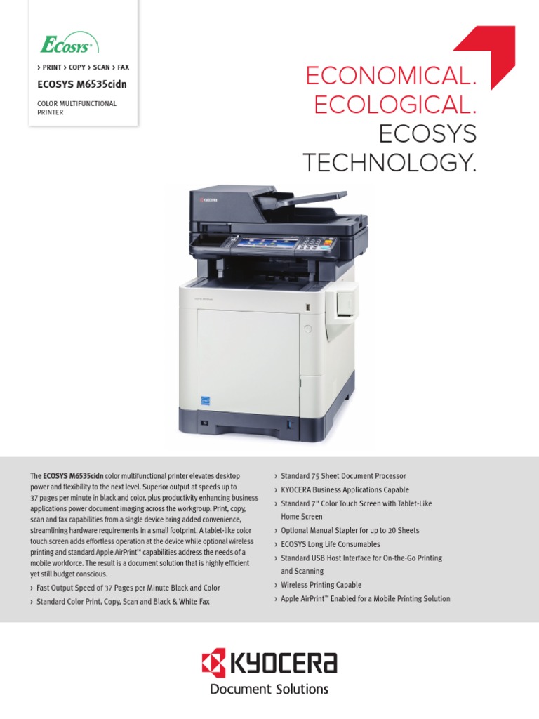ECOSYS M6535cidn specs_2015_FNL.pdf | Printer (Computing) | Media