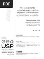 LOPES, Claudivan Sanches; PONTUSCHKA, Nídia Nacib. O Conhecimento Pedagógico Do Conteúdo Na Prática Profissional de Professores de Geografia