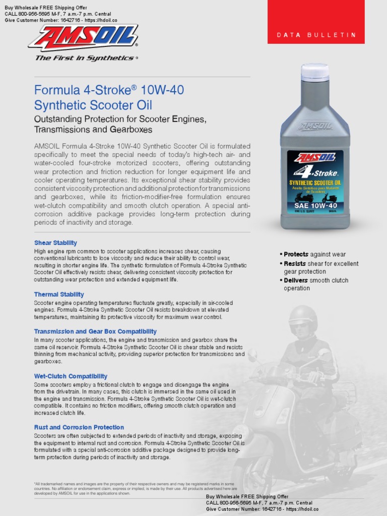 AMSOIL Formula 4Stroke® 10W40 Synthetic Scooter Oil (ASO