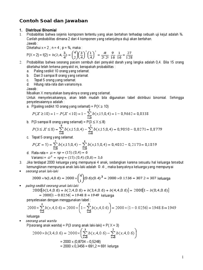 2018 Contoh Soal Dist Binomial Poison Normal Doc