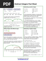 Add Subtract Integers Fact Sheet