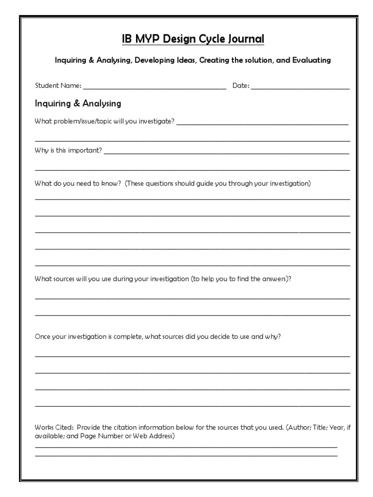 Myp Design Cycle Process Journal | PDF | Communication | Cognition