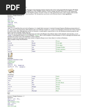 Ainu For Beginners Unilang 09 Pdf Japanese Language English Language