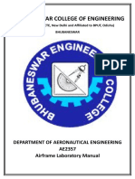 Bhubaneswar College of Engineering: Department of Aeronautical Engineering AE2357 Airframe Laboratory Manual