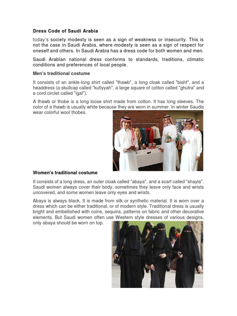 Women's Dress Code in Saudi Arabia | PDF