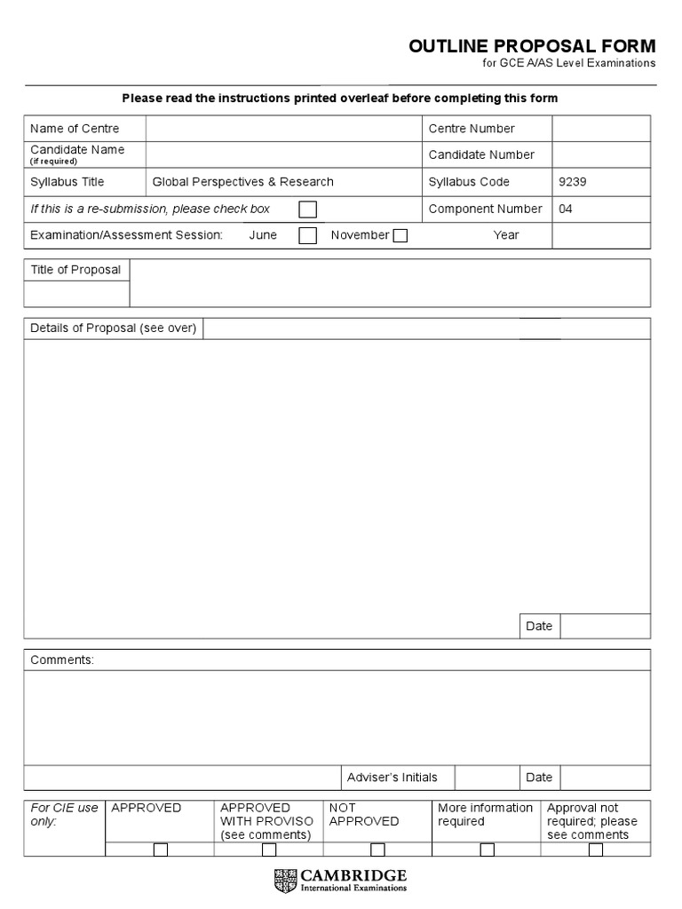 Cambridge Outline Proposal Instructions | PDF | Business