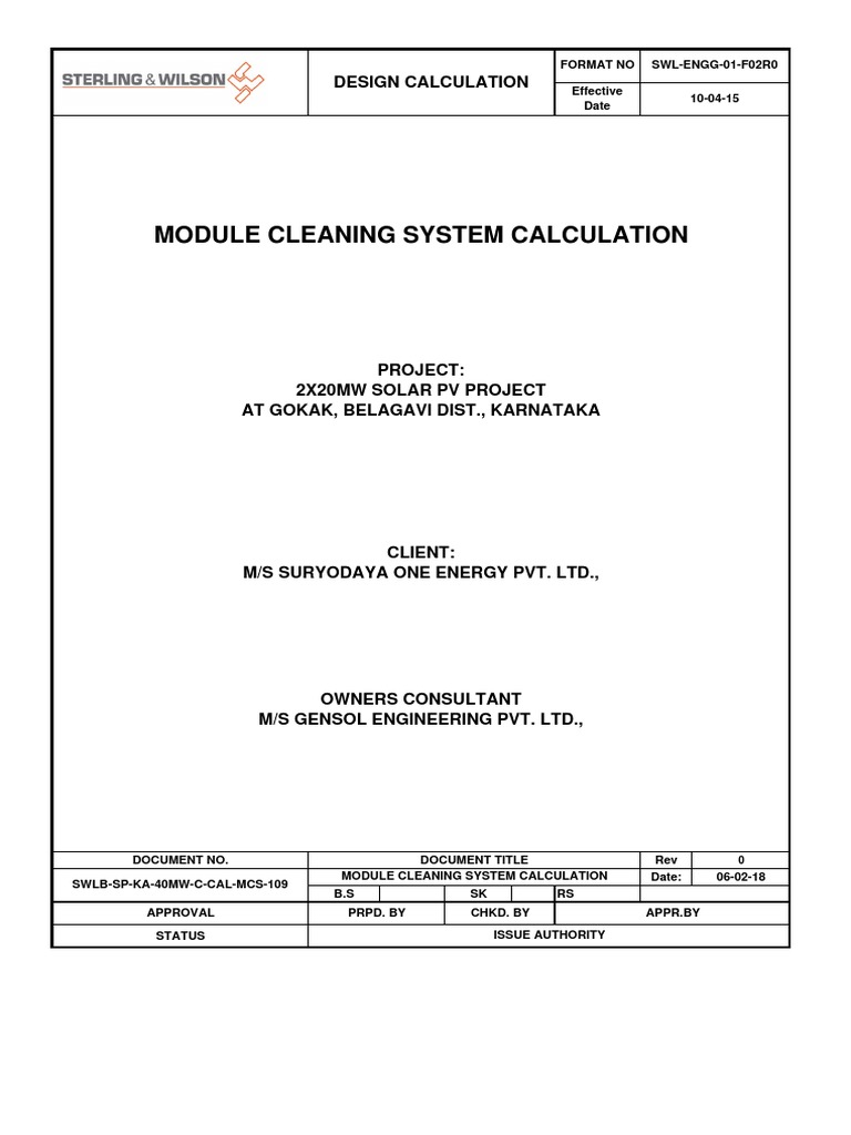 MCS Design Calculation for 40MW Solar | PDF | Pipe (Fluid Conveyance ...