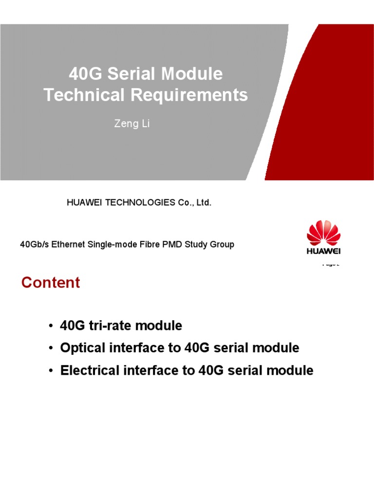 40G Serial Module Technical Requirements: Zeng Li | PDF | Wavelength ...