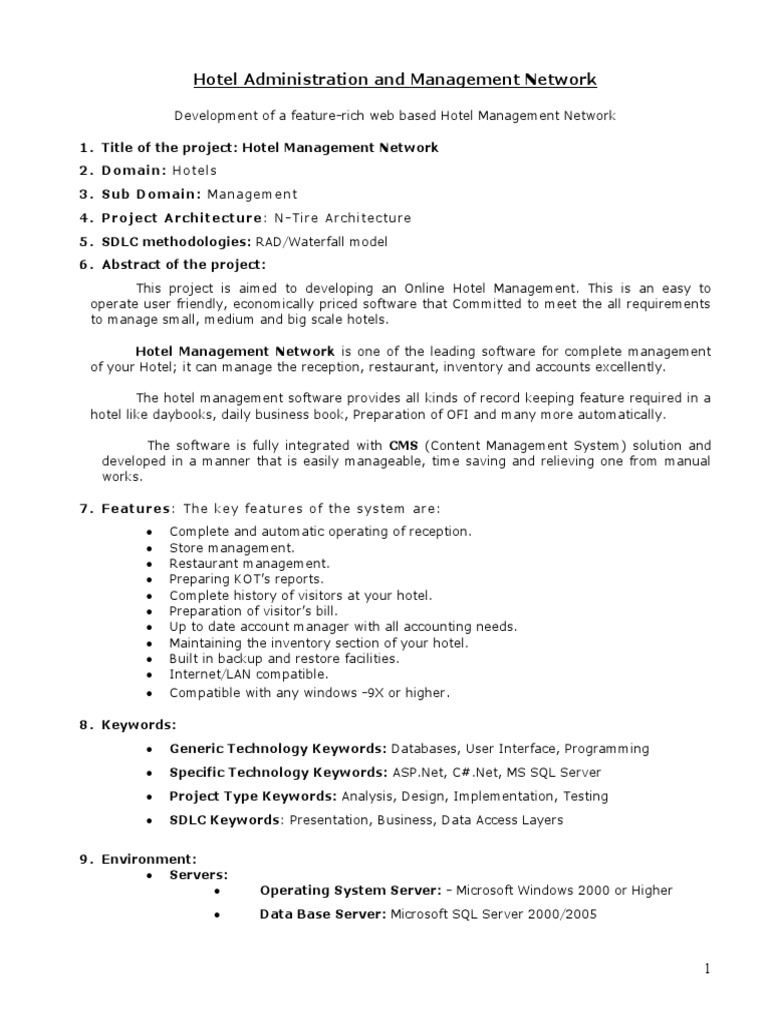 Online Hotel Management System Development | PDF | Microsoft Sql Server ...