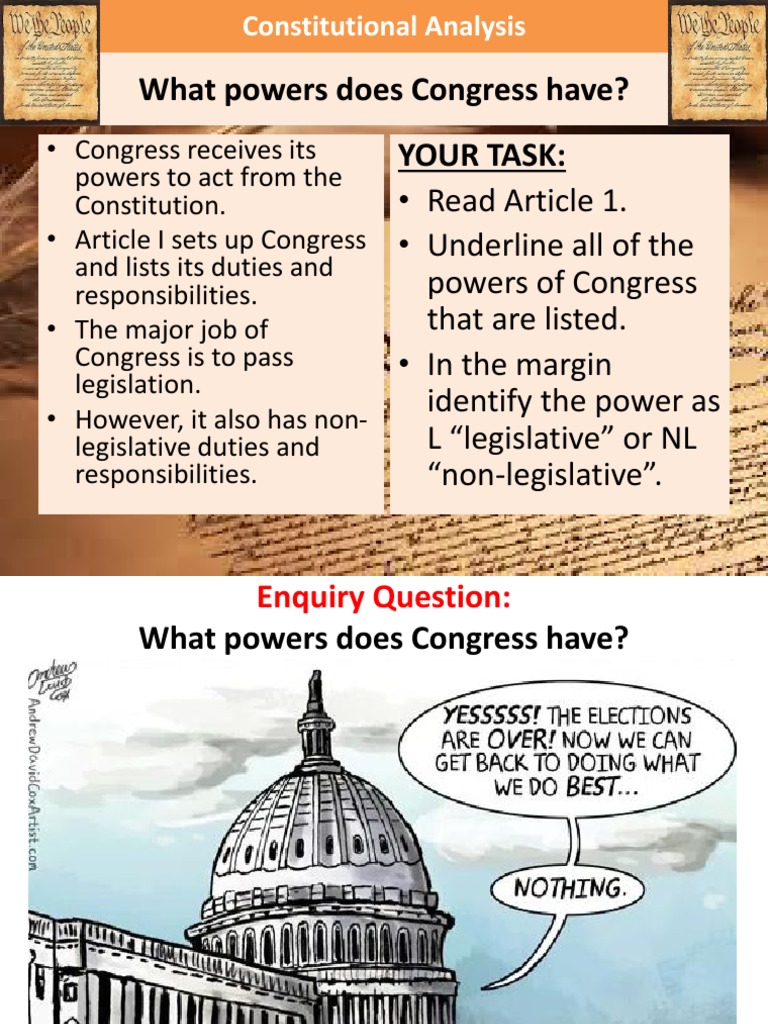 What Powers Does Congress Have? Your Task PDF United States
