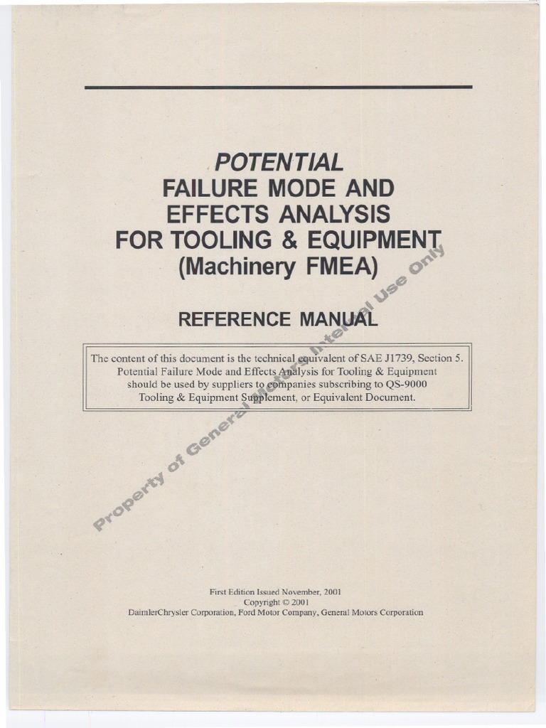 GM Machinery FMEA Reference Manual | PDF