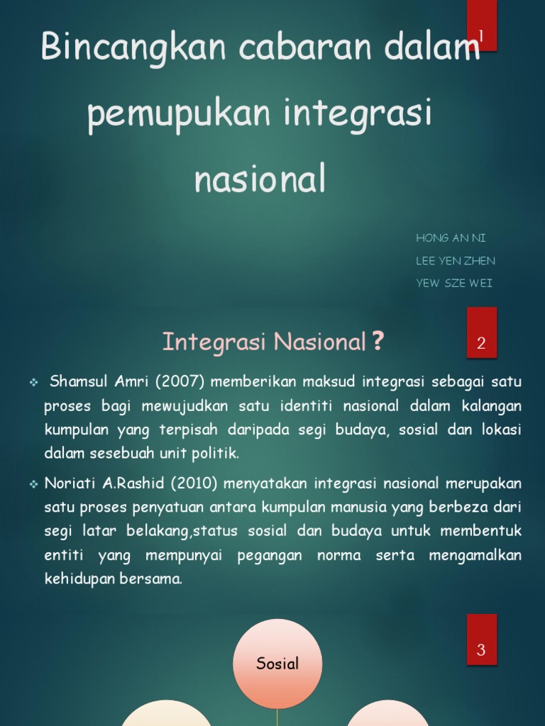 Bincangkan Cabaran Dalam Pemupukan Integrasi Nasional