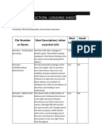 Video Production: Logging Sheet