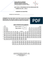 Prova  PPGQ UFS 2012-2