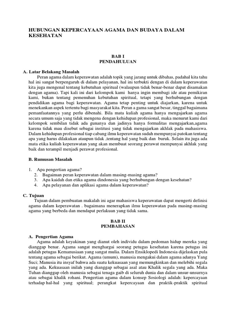 Hubungan Kepercayaan Agama Dan Budaya Dalam Kesehatan