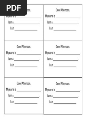 Name Tag Worksheet