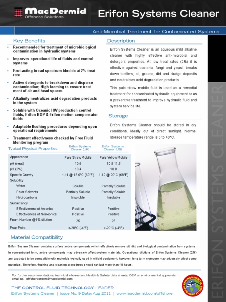 Erifon Systems Cleaner Overview | PDF | Solubility | Chemical Substances