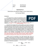 Determination of The Molecular Weight of A Non-Volatile Solid by The Cryoscopic Method