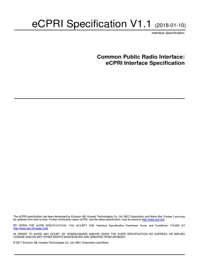 eCPRI V 1 1 2018 01 10 | PDF | Computer Network | Communications Protocols
