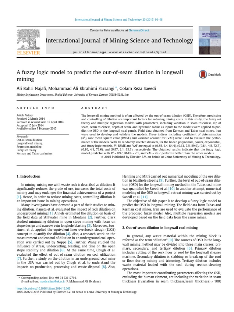 Fuzzy Logic Model for Mining Dilution Prediction | PDF ...