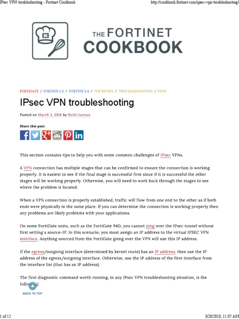 Ipsec Vpn Troubleshooting Fortinet Cookbook Pdf Virtual Private Network Security Technology
