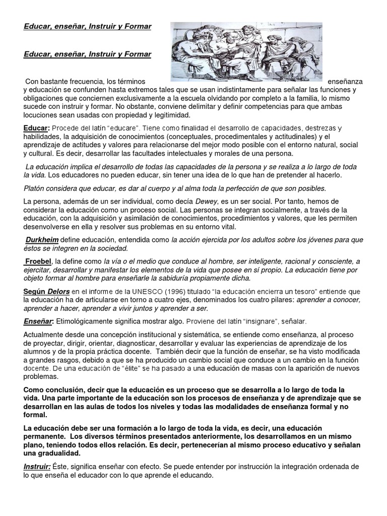 Educar, Enseñar, Instruir | PDF | Realismo filosófico | Aprendizaje