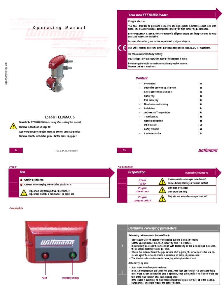 Feedmax B Loader Operating Manual | PDF | Vacuum Cleaner | Electrical ...