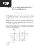 Exercícios de Funções Trigonométricas - Teste para Monitoria