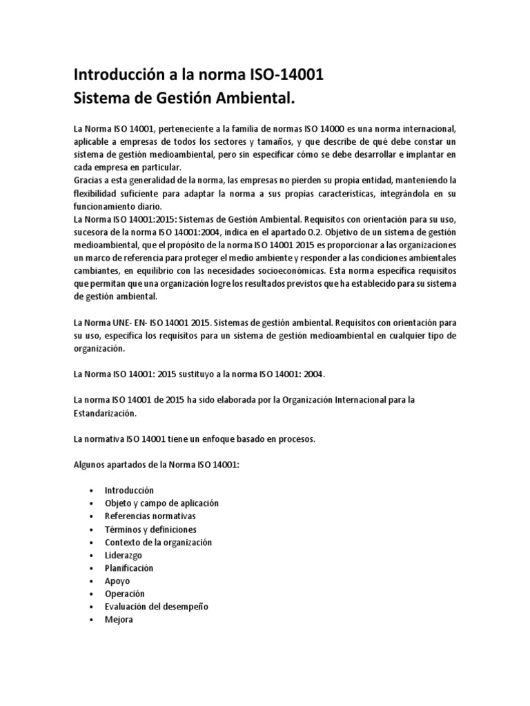 Introducción a la norma ISO 14001:2015 | PDF | Business | Science