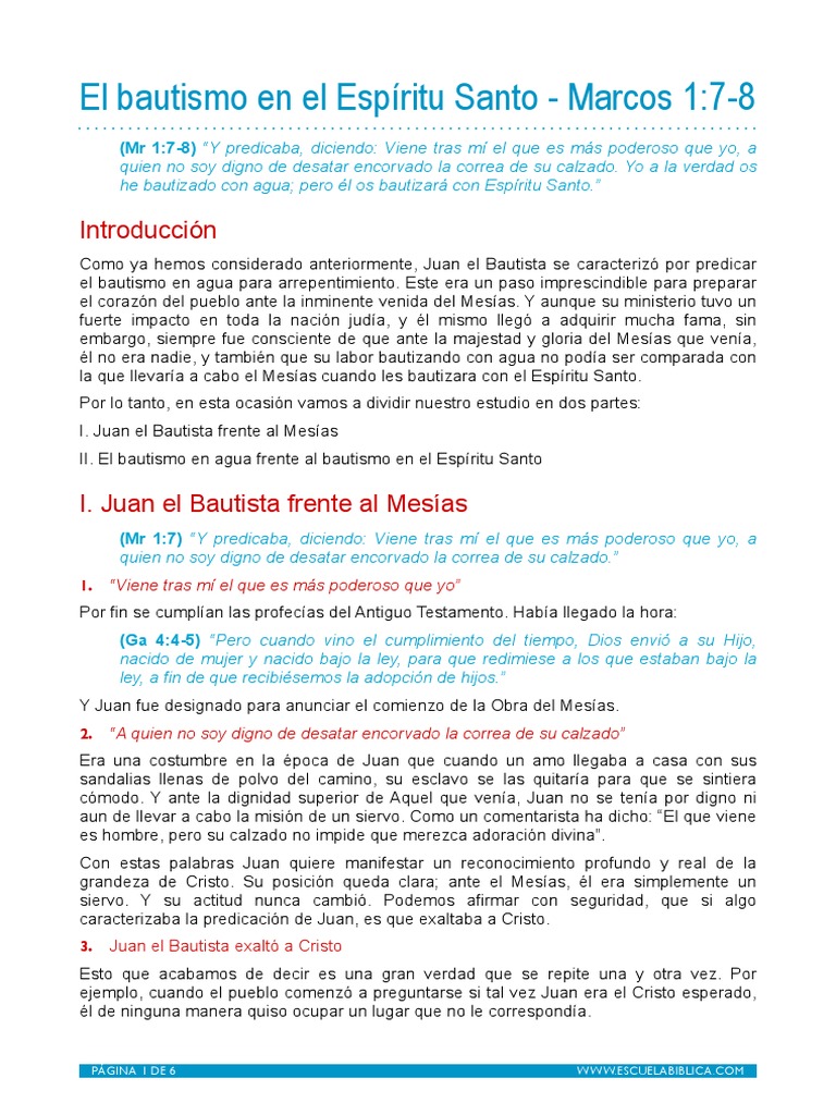 El Bautismo en el Espíritu Santo | PDF | Bautismo Con El Espiritu Santo ...