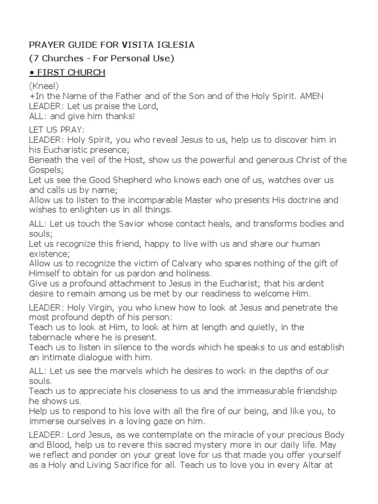 Prayer Guide For Visita Iglesia PDF Eucharist Eternal Life