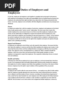 Rights and Duties of Employers and Employees