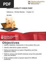 Bab 9. Feasibility Check Point: Reference: Whitten Bentley - Chapter 10