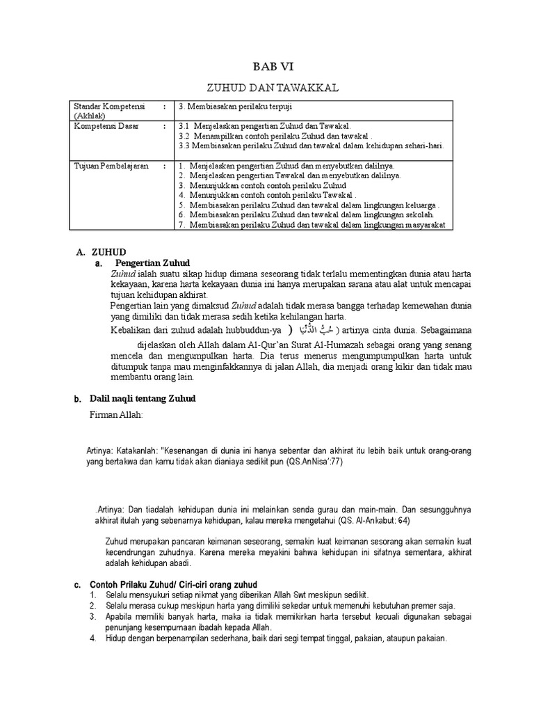5 Zuhud Dan Tawakkal