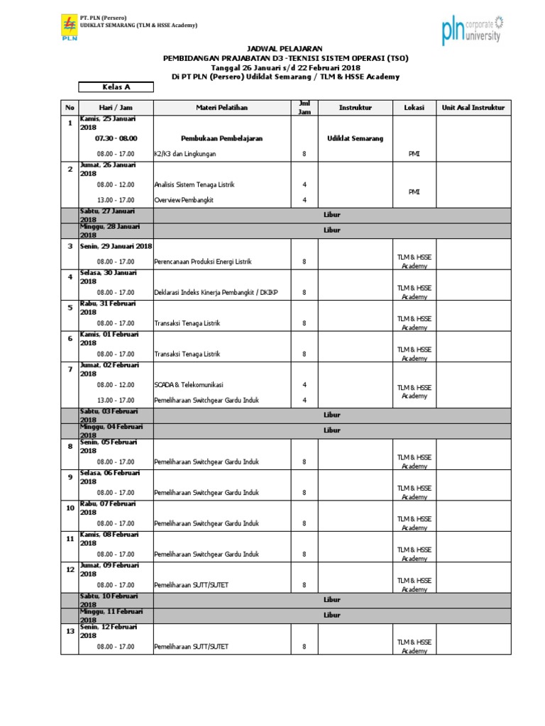 Jadwal Pembidangan Tso Lingkungan Pdf