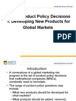 Global Product Policy Decisions I: Developing New Products For Global Markets