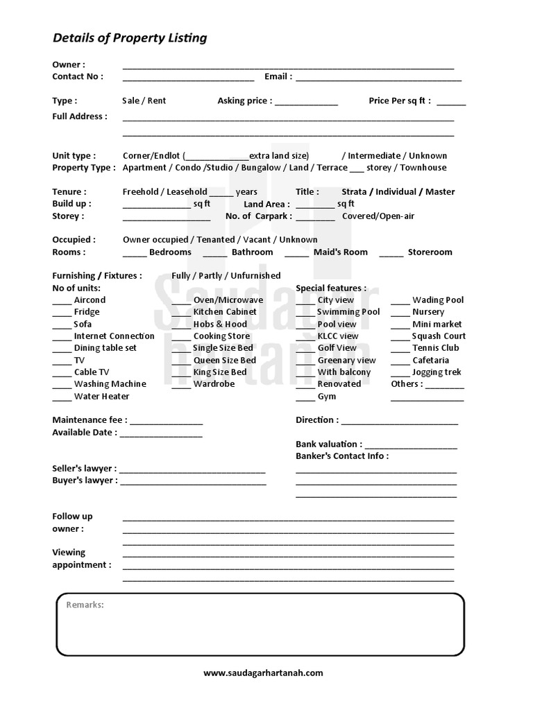 Property Listing Template Download Free Pdf Condominium Home