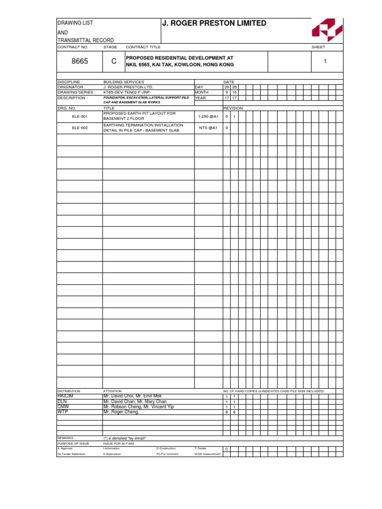 20171026-NKIL 6565-Drawing Register For Foundation Tender Drawing | PDF ...
