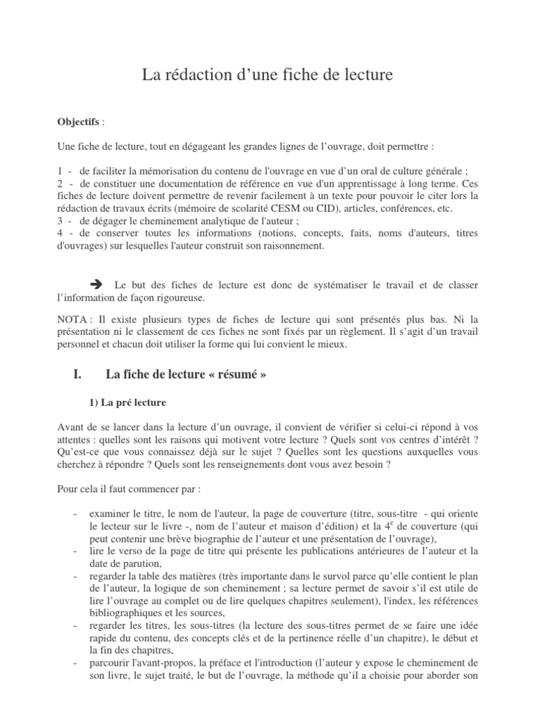 Qu est ce Qu une Fiche De Lecture Comment Faire Fiche Lecture | PDF | Napoléon | Livres