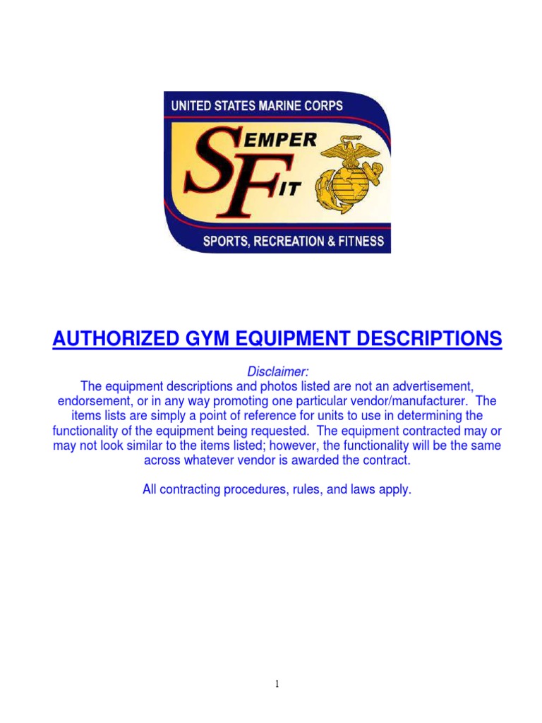 Authorized Gym Equipment Specifications | PDF | Sports | Nature