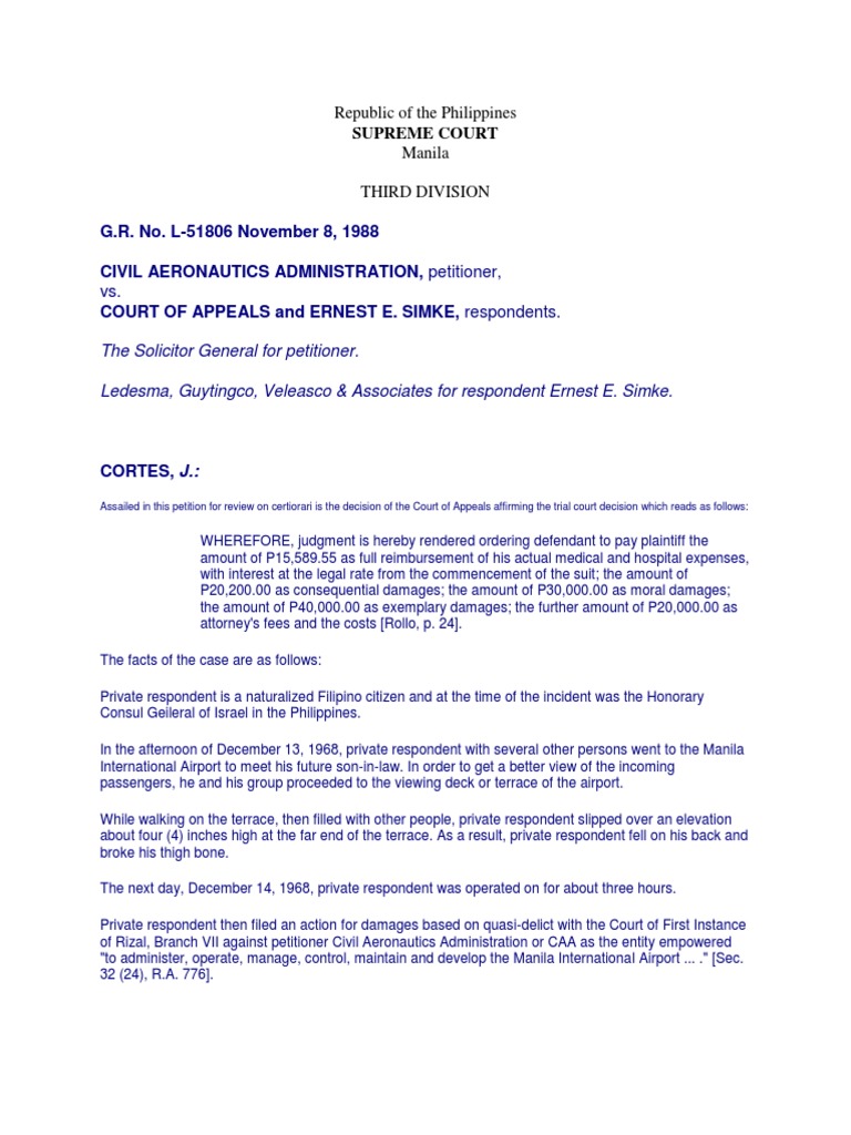 Supreme Court Ruling on CAA Liability | PDF | Negligence | Damages