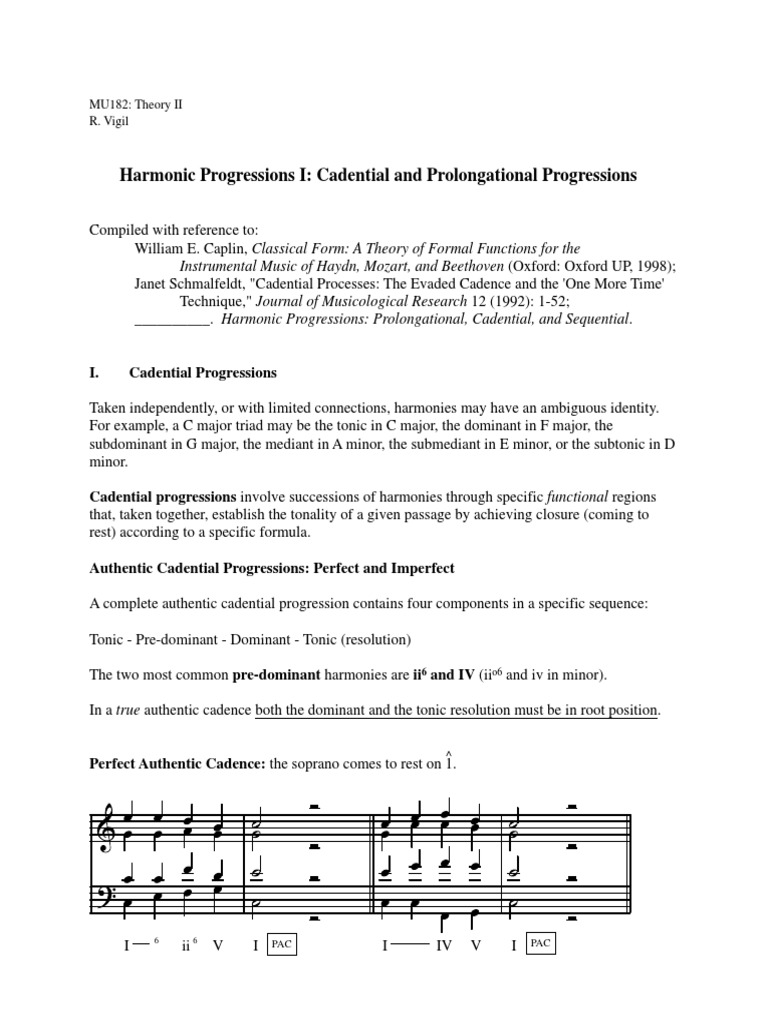 Cadential and Prolongational Progressions | PDF | Harmony | Chord (Music)