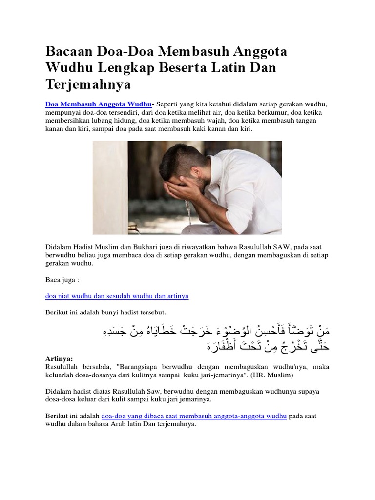 Bacaan Doa Wudhu Dan Artinya