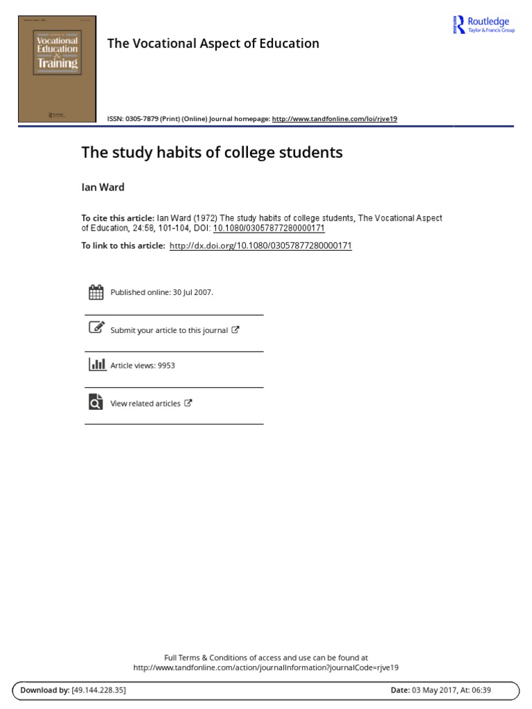Study Habits of College Students | PDF | Lecture | Survey Methodology