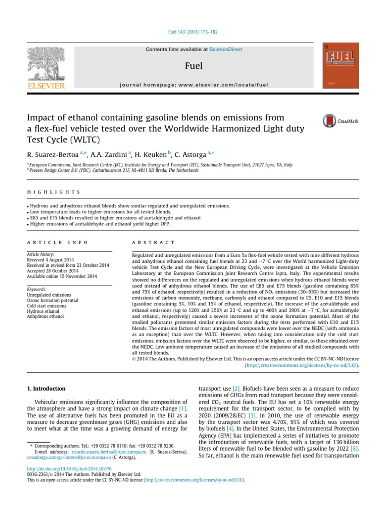 Impact of Ethanol Containing Gasoline Blends On Emissions From A Flex ...