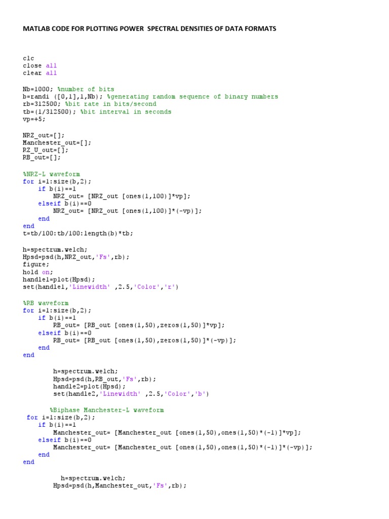 MATLAB Power Spectral Density Plotting | PDF | Information And ...